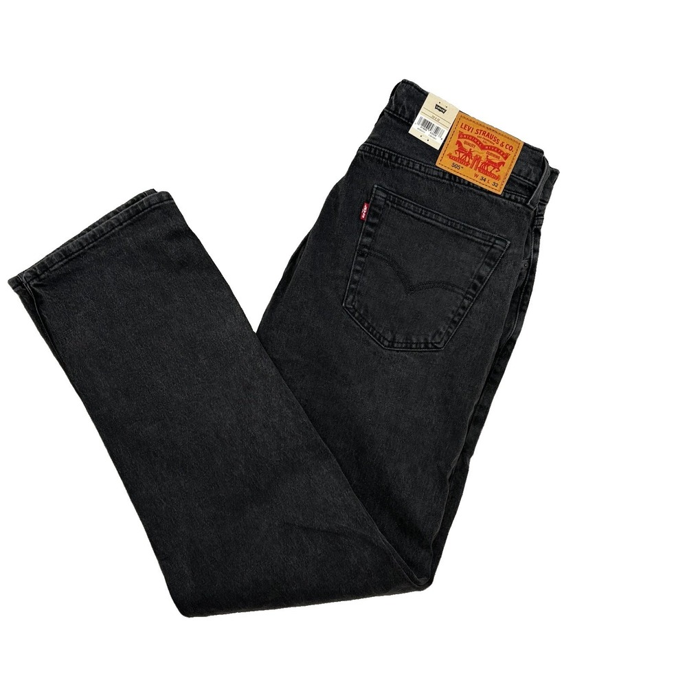 Levi's 505 Regular‎ Straight  Stretch Men's Black Jeans - Sz 34X32